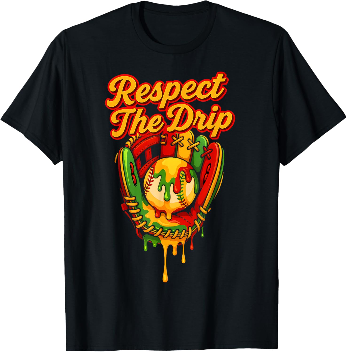 Baseball Drip Juneteenth Black Pride African American 1865 T-Shirt - T-Shirt | Black