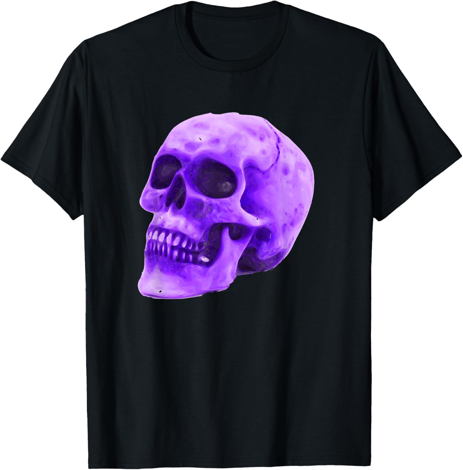 Purple Skull Biker Design T-Shirt - T-Shirt | Black