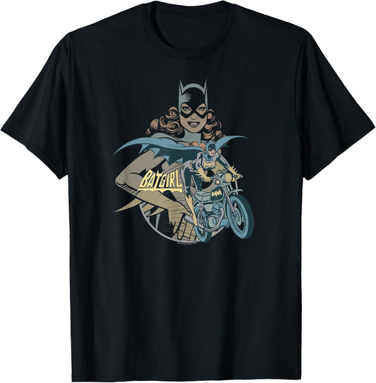 DC Comics Batgirl Biker , Women's, , Grey, Small, Short Sleeve, Cotton Blend, , Classic Fit T-Shirt - T-Shirt | Black