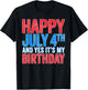 Happy July 4th And Yes It's My Birthday Shirt Men Women Kids T-Shirt - T-Shirt | Black