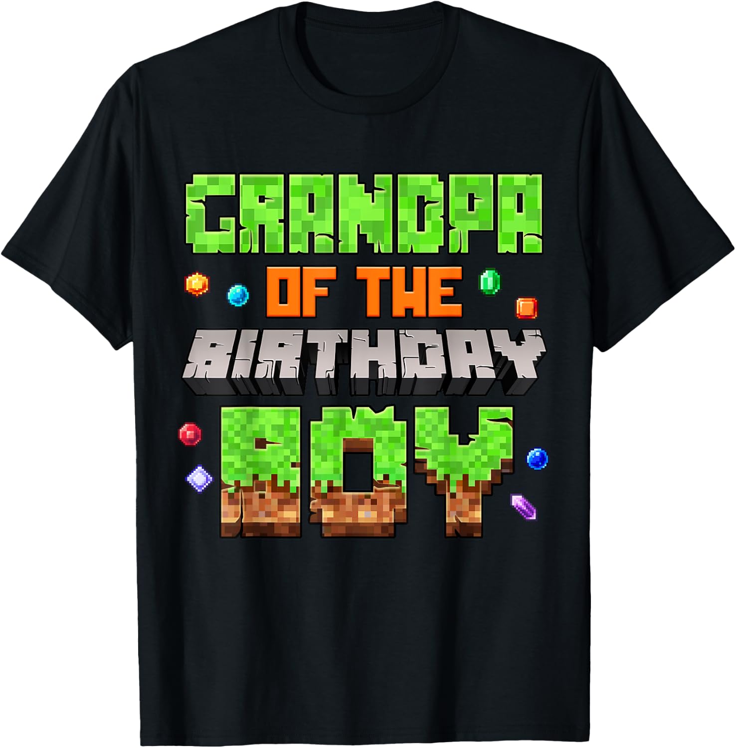 Grandpa Of The Birthday Boy Pixel Gaming Video Game Kids T-Shirt - T-Shirt | Black