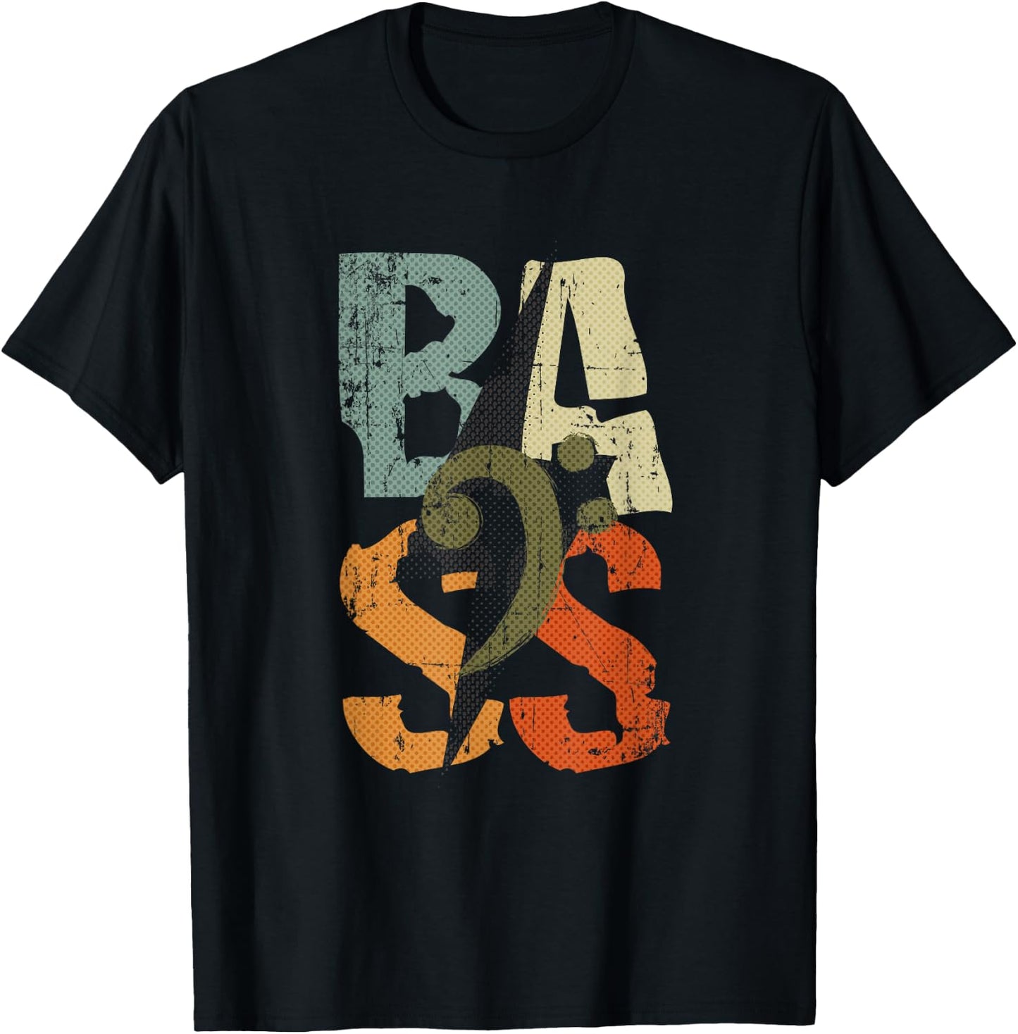 BASS Guitar Player Vintage Bass Clef for Bassist T-Shirt - T-Shirt | Black