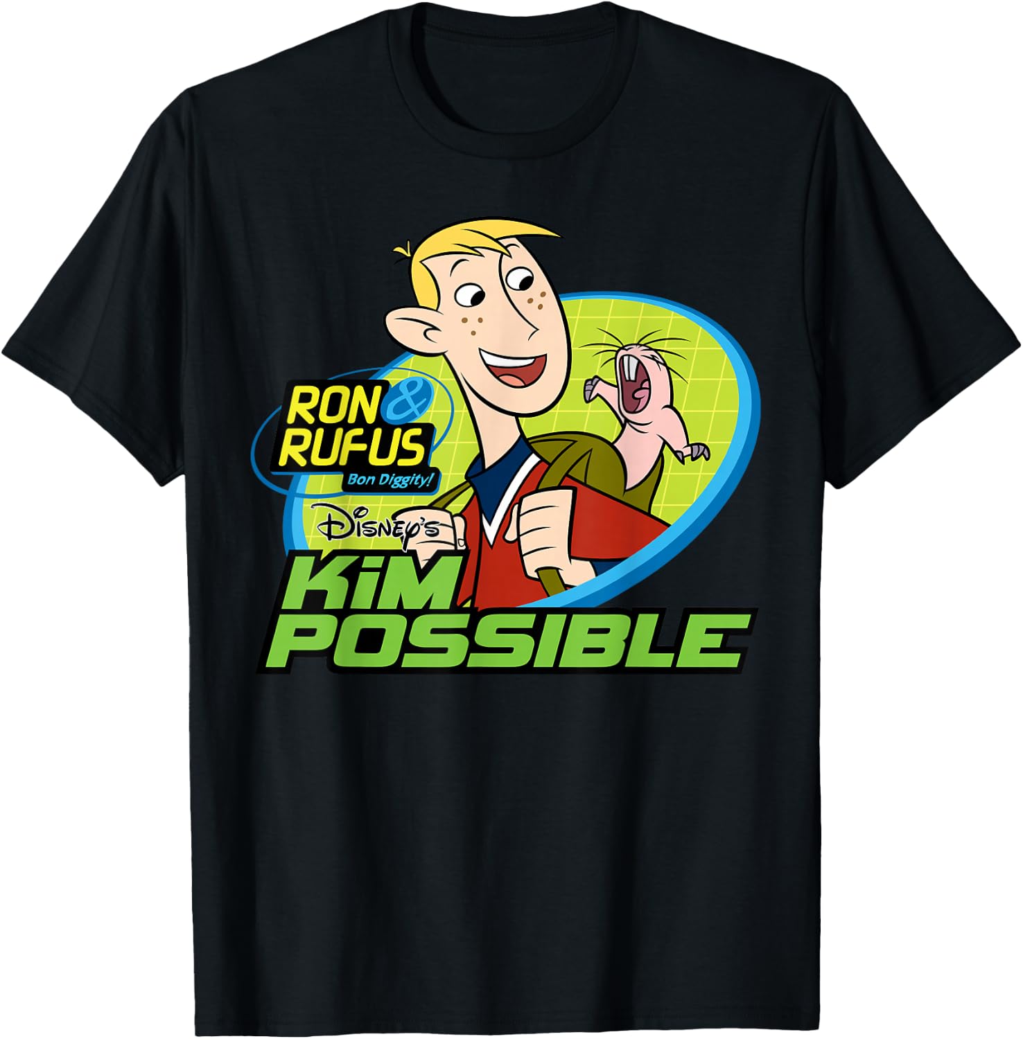 Kim Possible - Ron and Rufus Bon Diggity T-Shirt - T-Shirt | Black