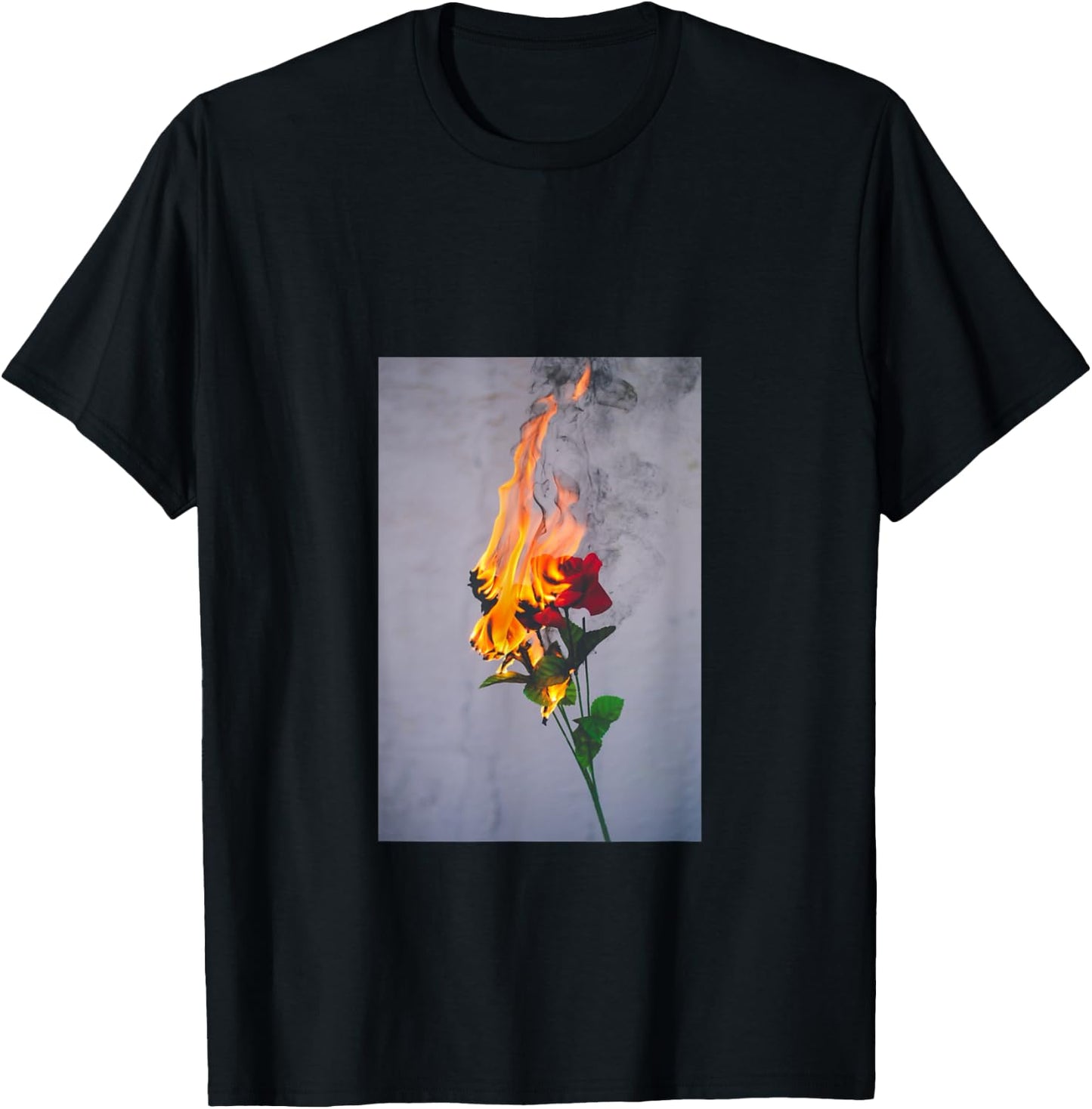 Sad Boy Sad Girl Aesthetic Burning Red Flower Pastel T-Shirt - T-Shirt | Black