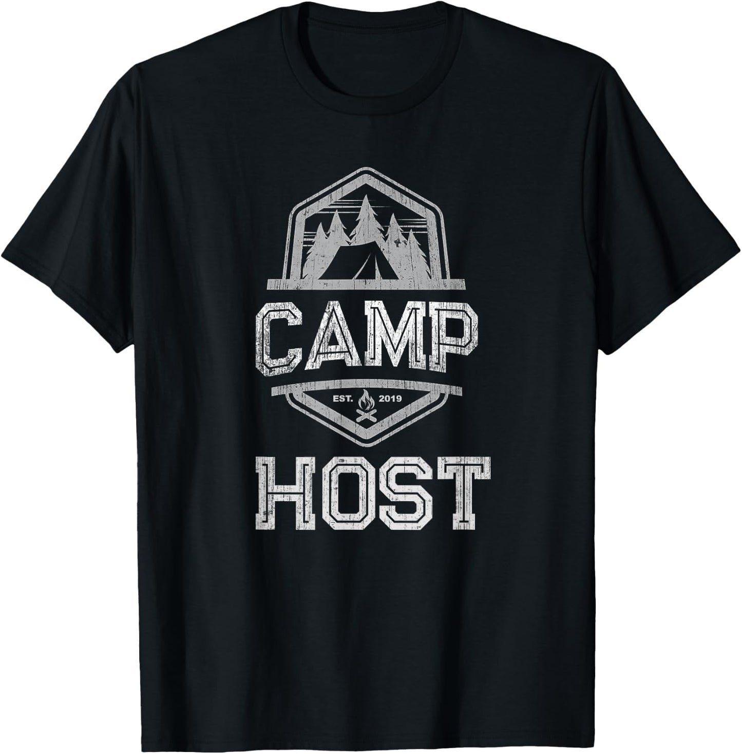 Retro CAMP HOST Campground Staff Campsite Team Hosting Crew T-Shirt - T-Shirt | Black