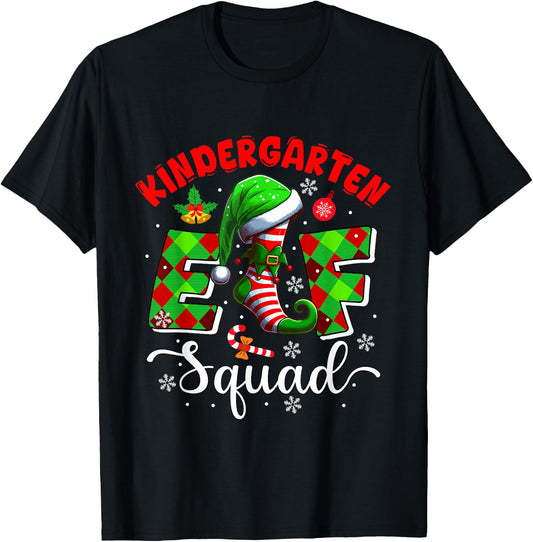 Kindergarten Elf Squad Christmas Teachers Students Team T-Shirt - T-Shirt | Black