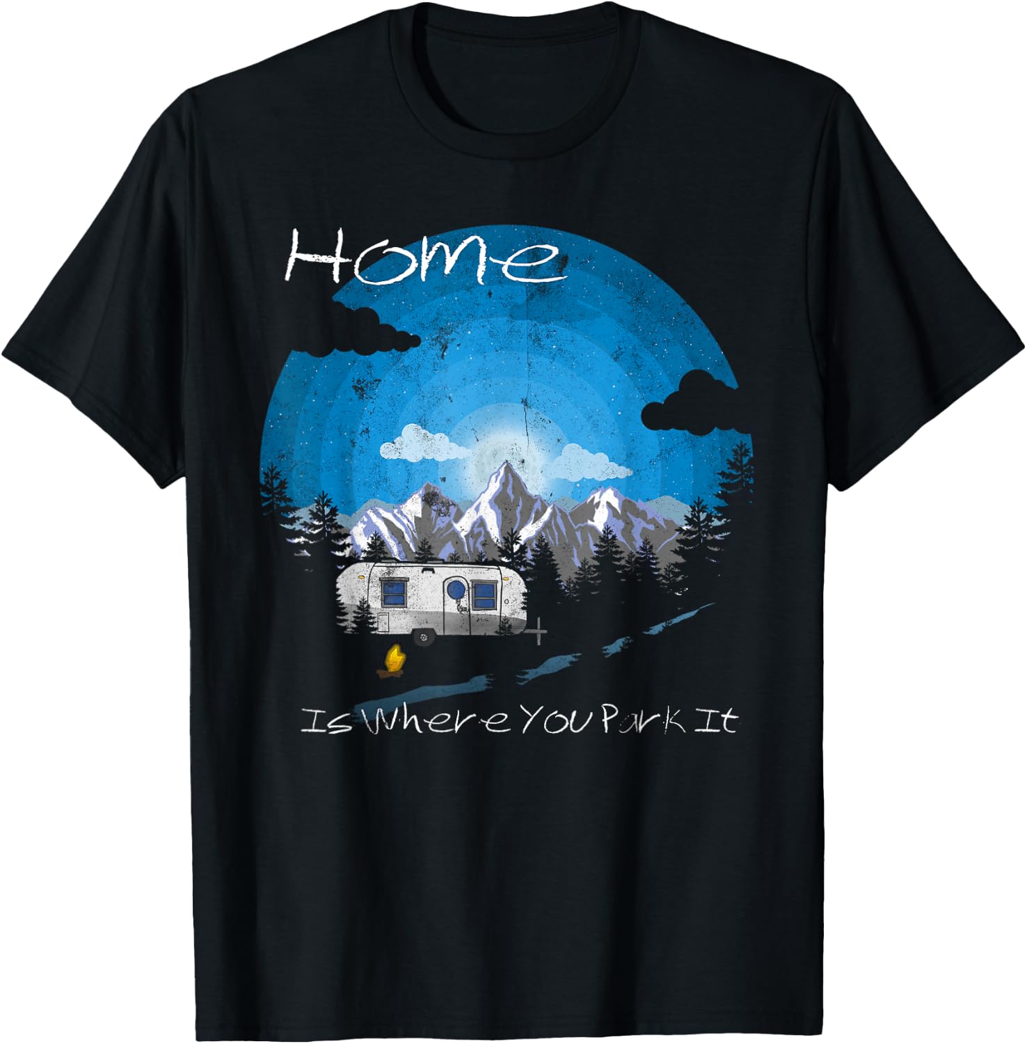 Home is Where You Park It Vintage Camping Trailer T-Shirt - T-Shirt | Black