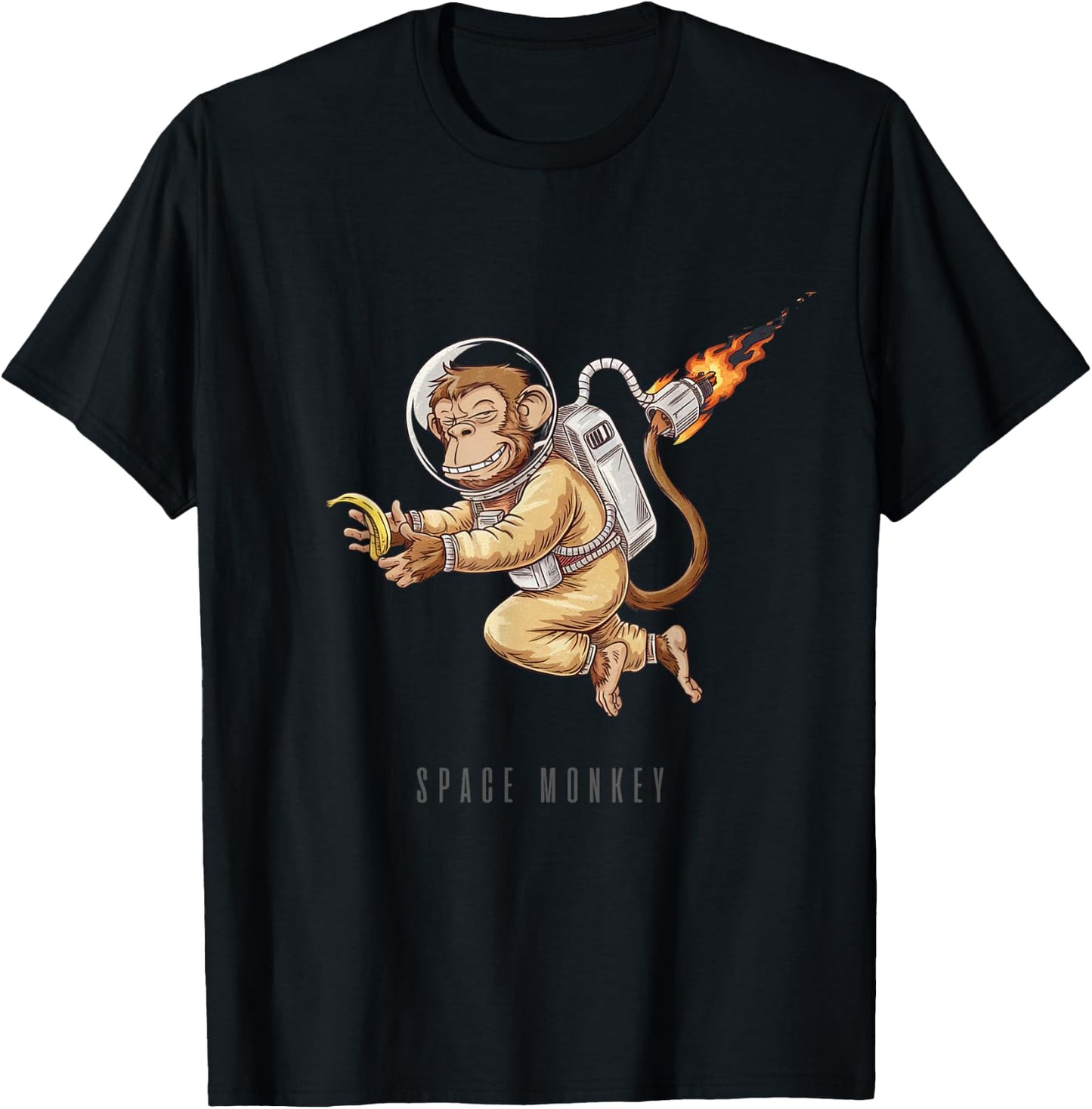 Space Monkey - The Monkey in Space with Banana T-Shirt - T-Shirt | Black