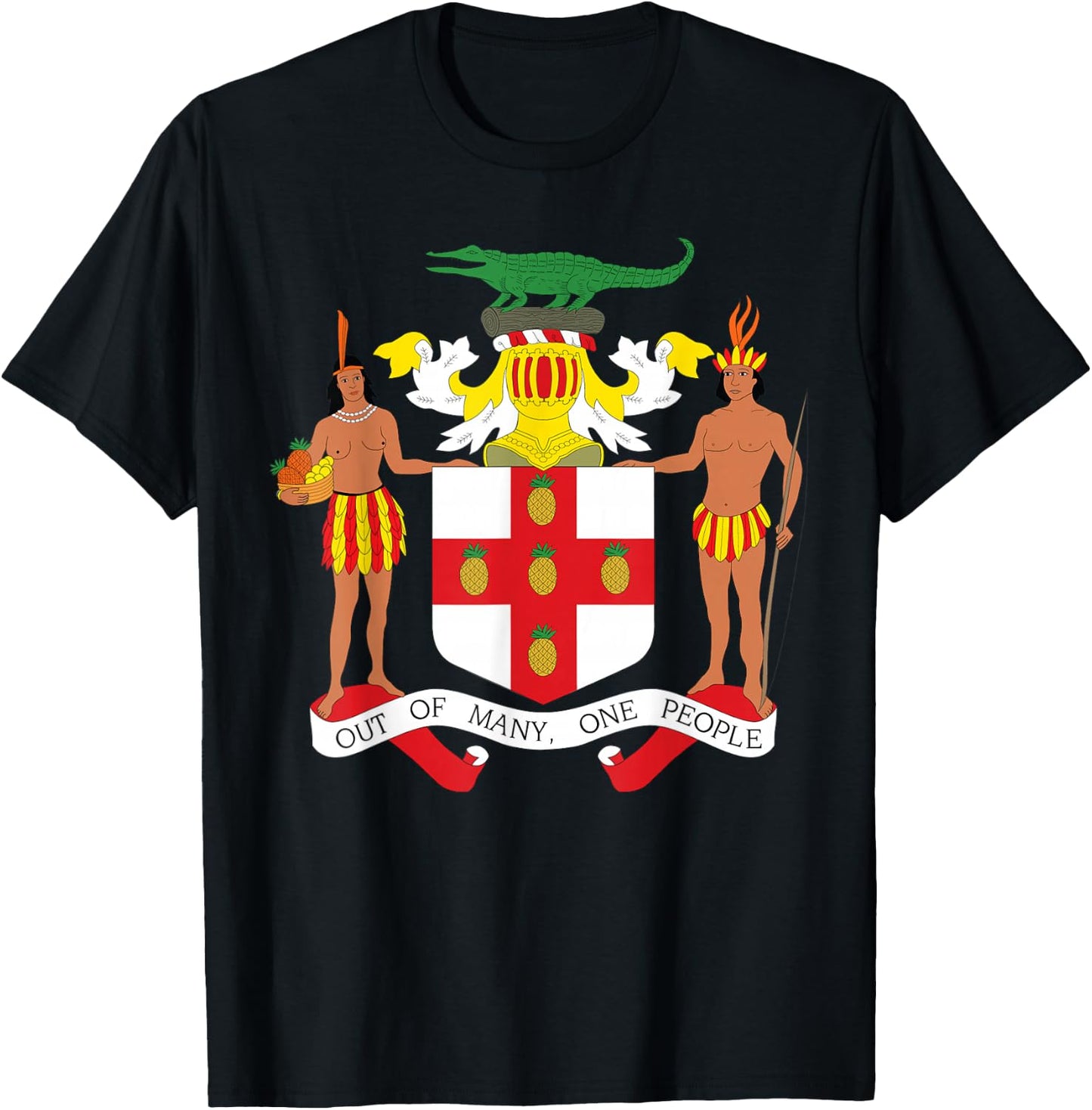 Jamaican Coat of Arms T Shirt, Coat of Arms of Jamaica Shirt T-Shirt - T-Shirt | Black