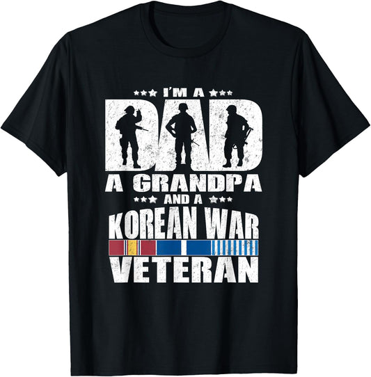 A Dad A Grandpa And A Korean War Veteran Grandparent Gift T-Shirt - T-Shirt | Black