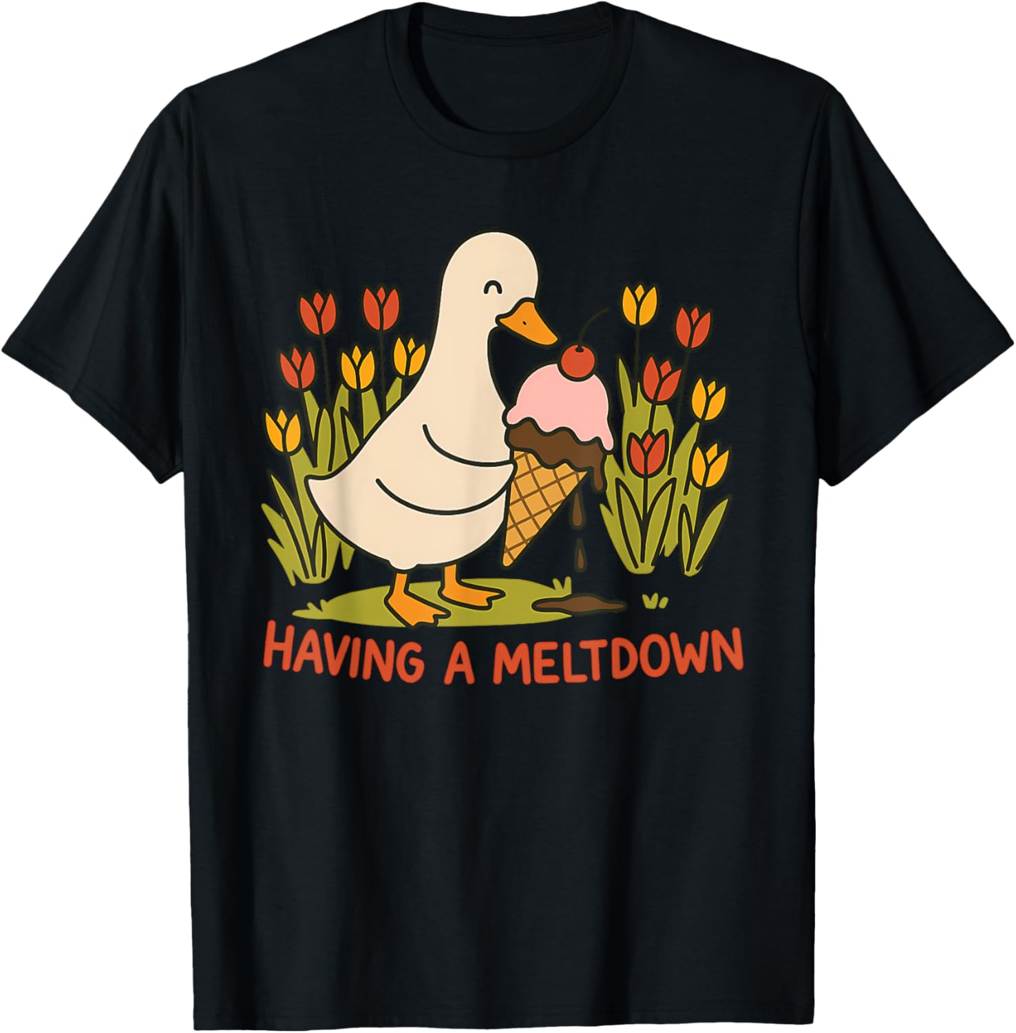 Having A Meltdown Funny Goose Design T-Shirt - T-Shirt | Black