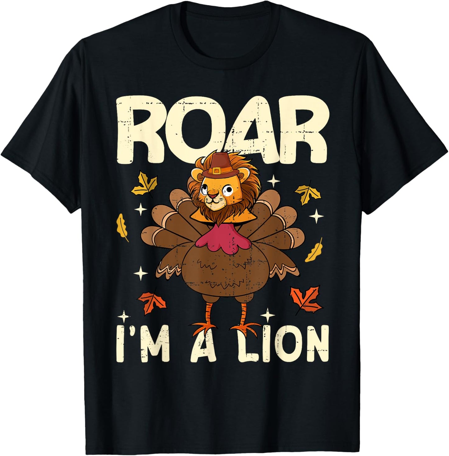 Thanksgiving Fake Lion Thanksgiving Turkey Lion Funny T-Shirt - T-Shirt | Black