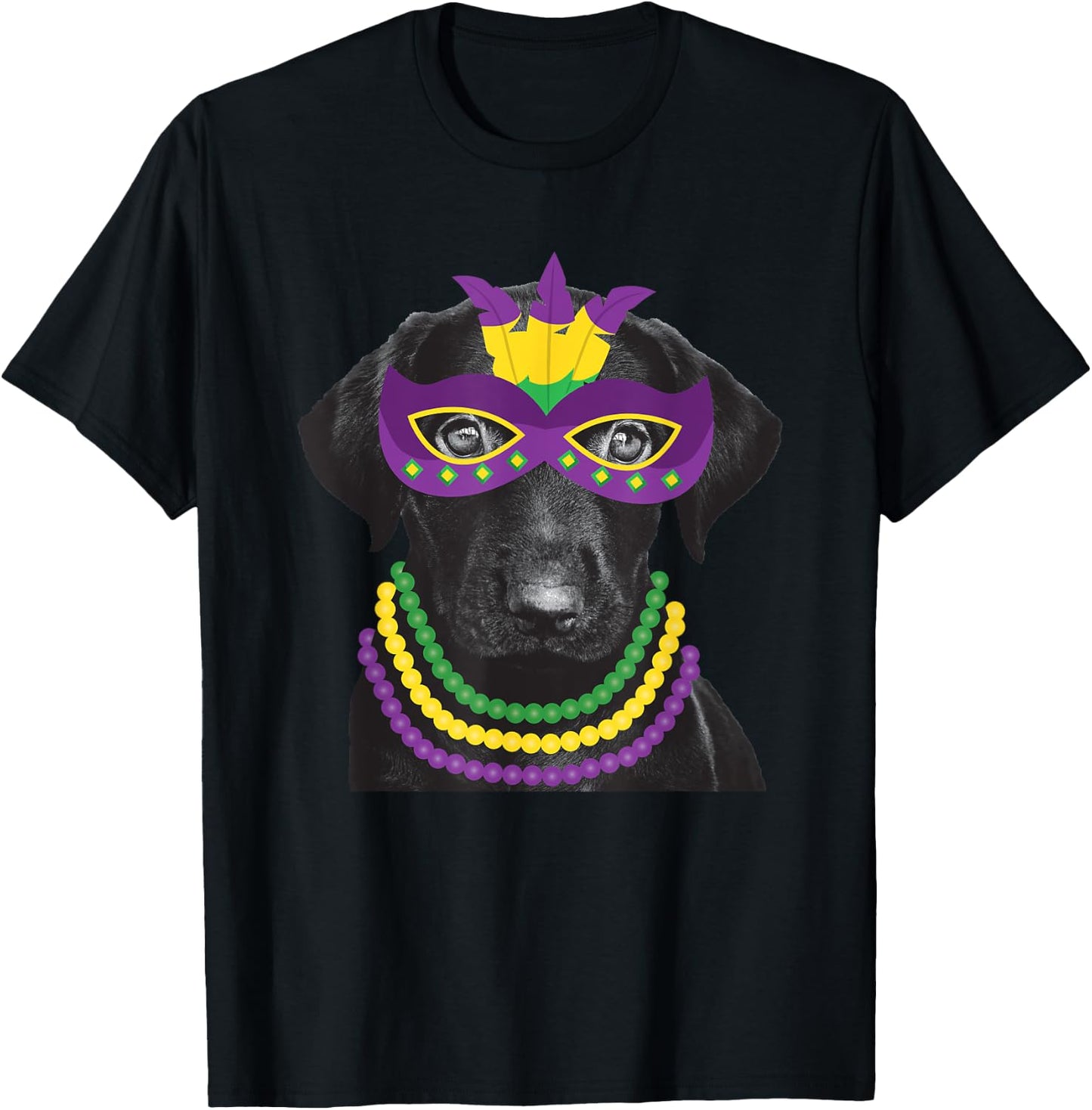 Labrador Retriever Mardi Gras Dog Beads Costume Women Girls Kids T-Shirt - T-Shirt | Black