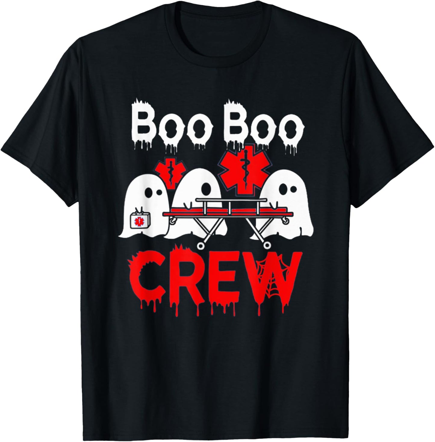 Ghost Boo Boo Crew EMT Paramedic Nurse Halloween T-Shirt - T-Shirt | Black