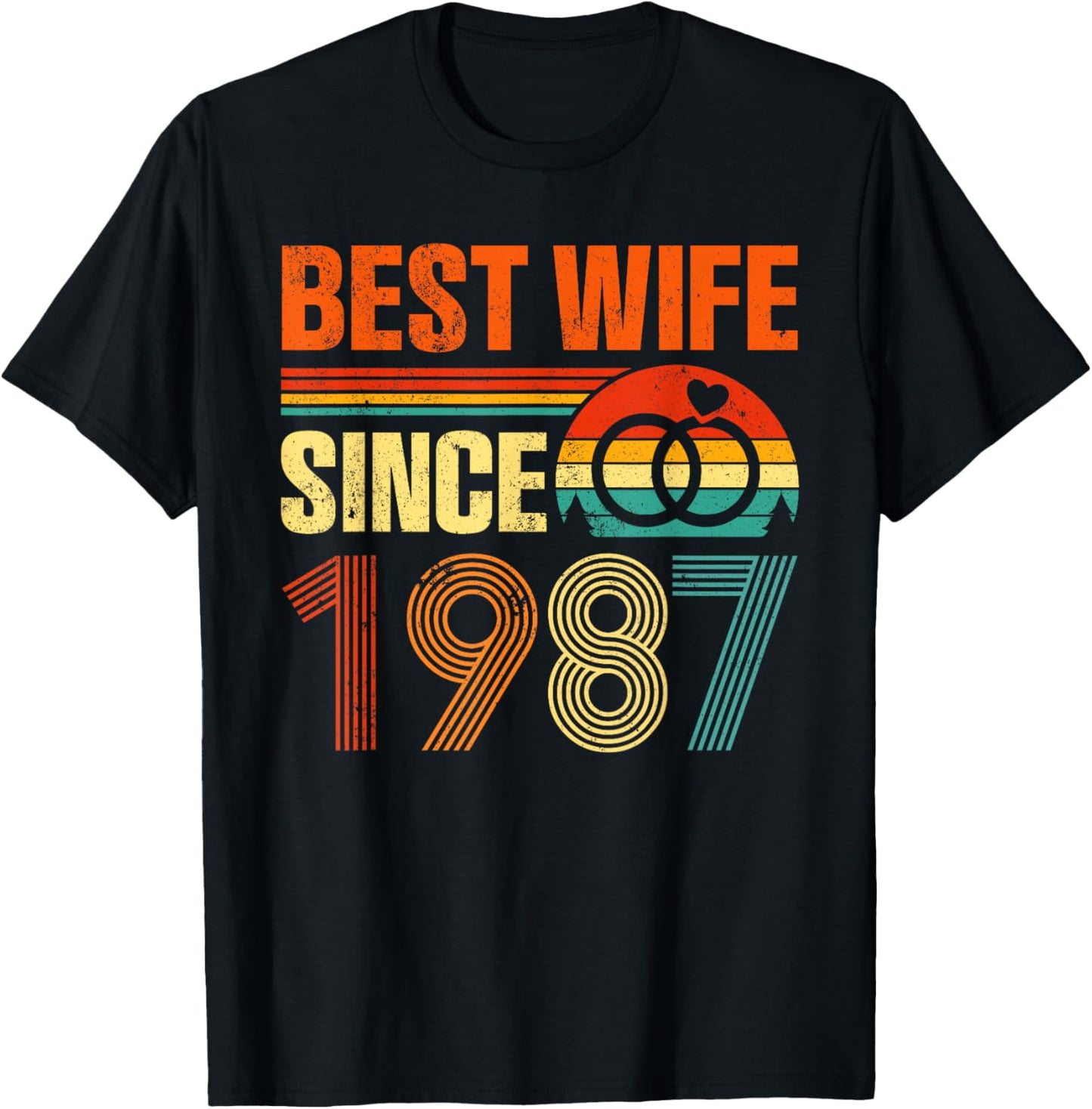 Vintage Distressed Best Wife Since 1987 39th Anniversary T-Shirt - T-Shirt | Black