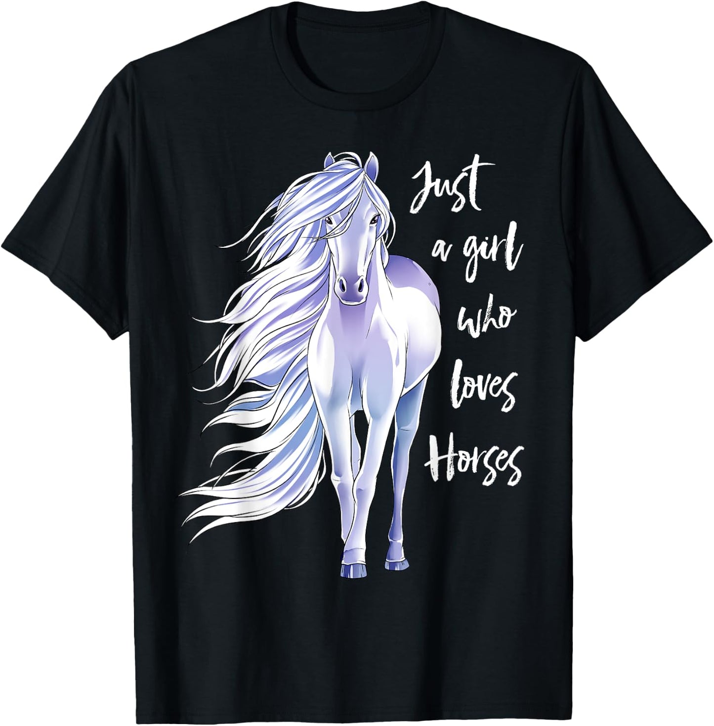 Horse Just A Girl Who Loves Horseback Riding Equestrian Farm T-Shirt - T-Shirt | Black