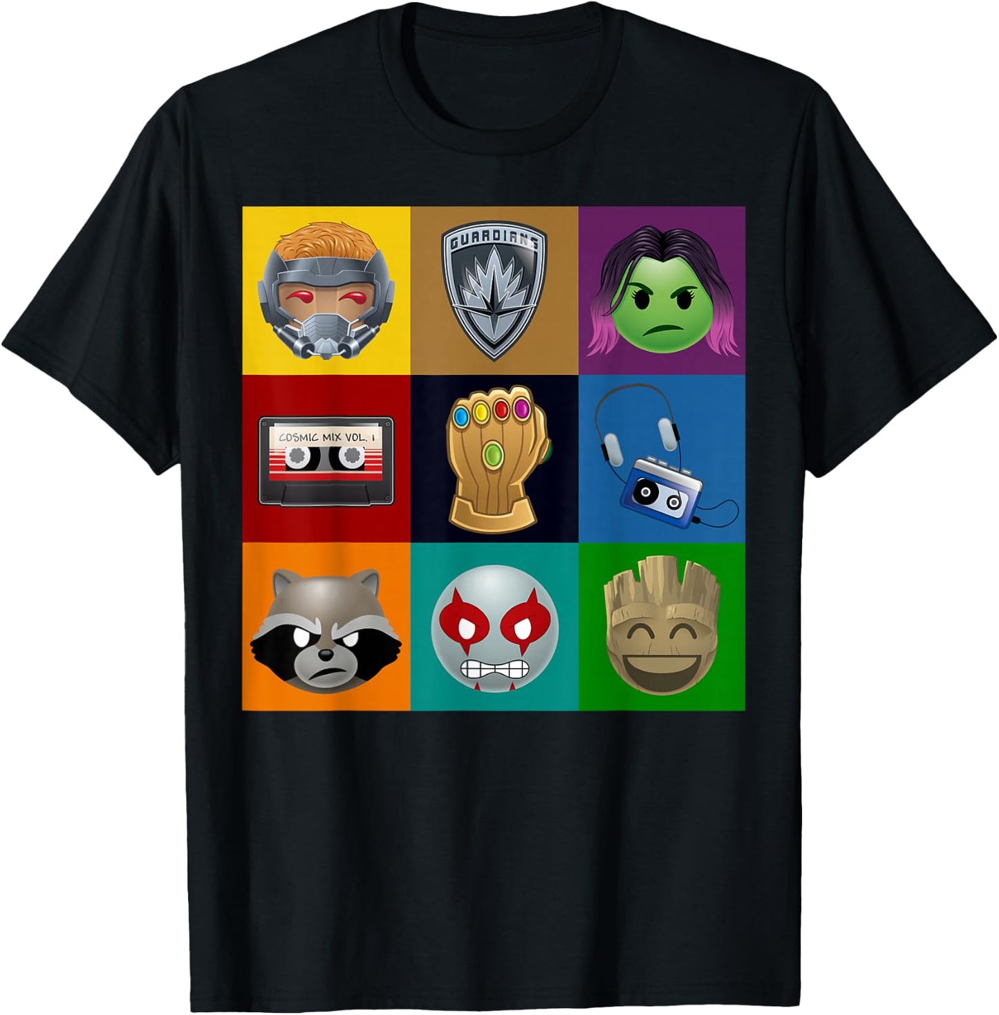 Marvel Guardians of The Galaxy Emoticon Graphic Small T-Shirt - T-Shirt | Black