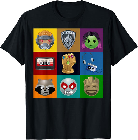 Marvel Guardians of The Galaxy Emoticon Graphic Small T-Shirt - T-Shirt | Black