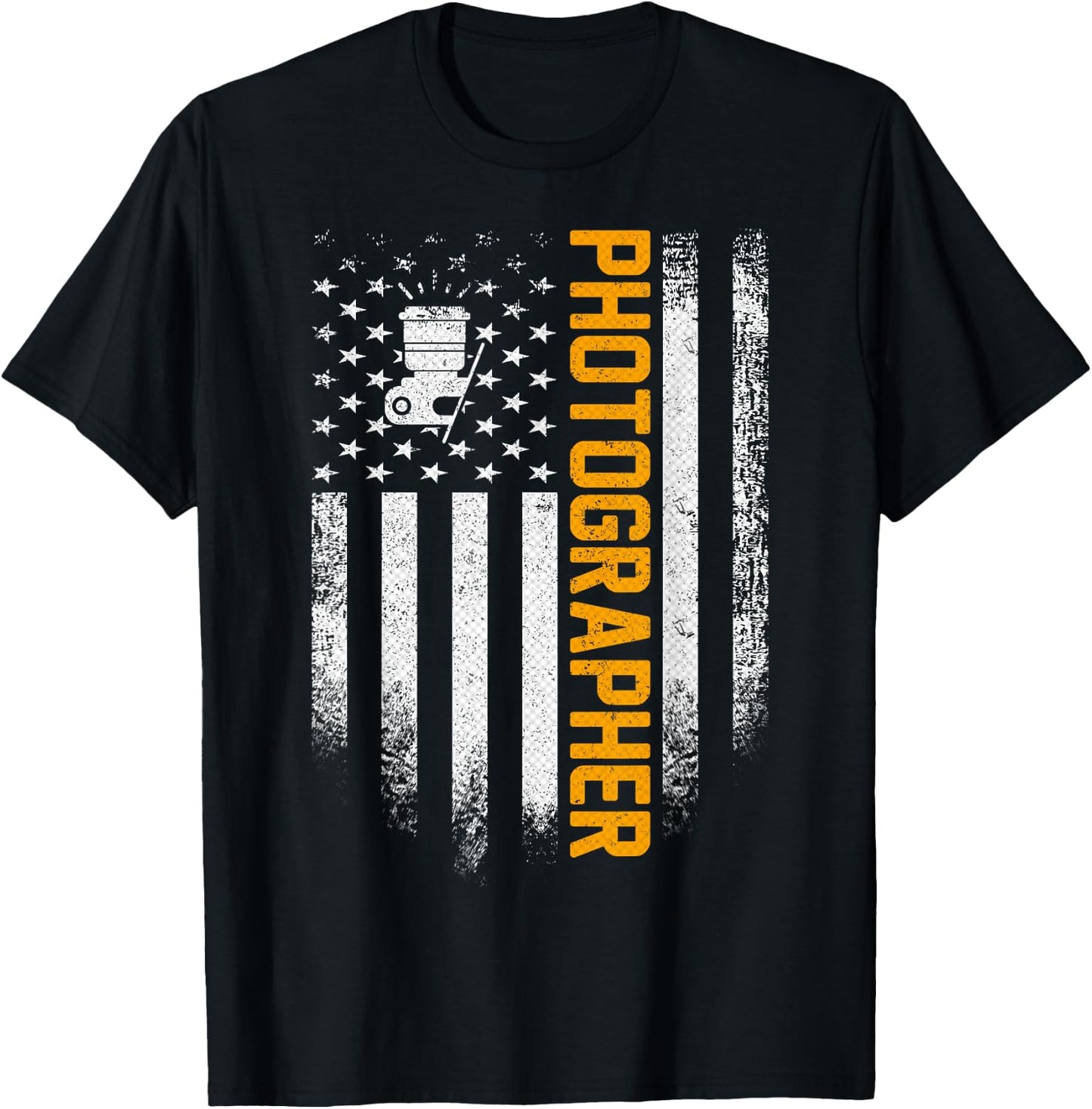 Vintage USA Photographer American Flag Photography Patriotic T-Shirt - T-Shirt | Black