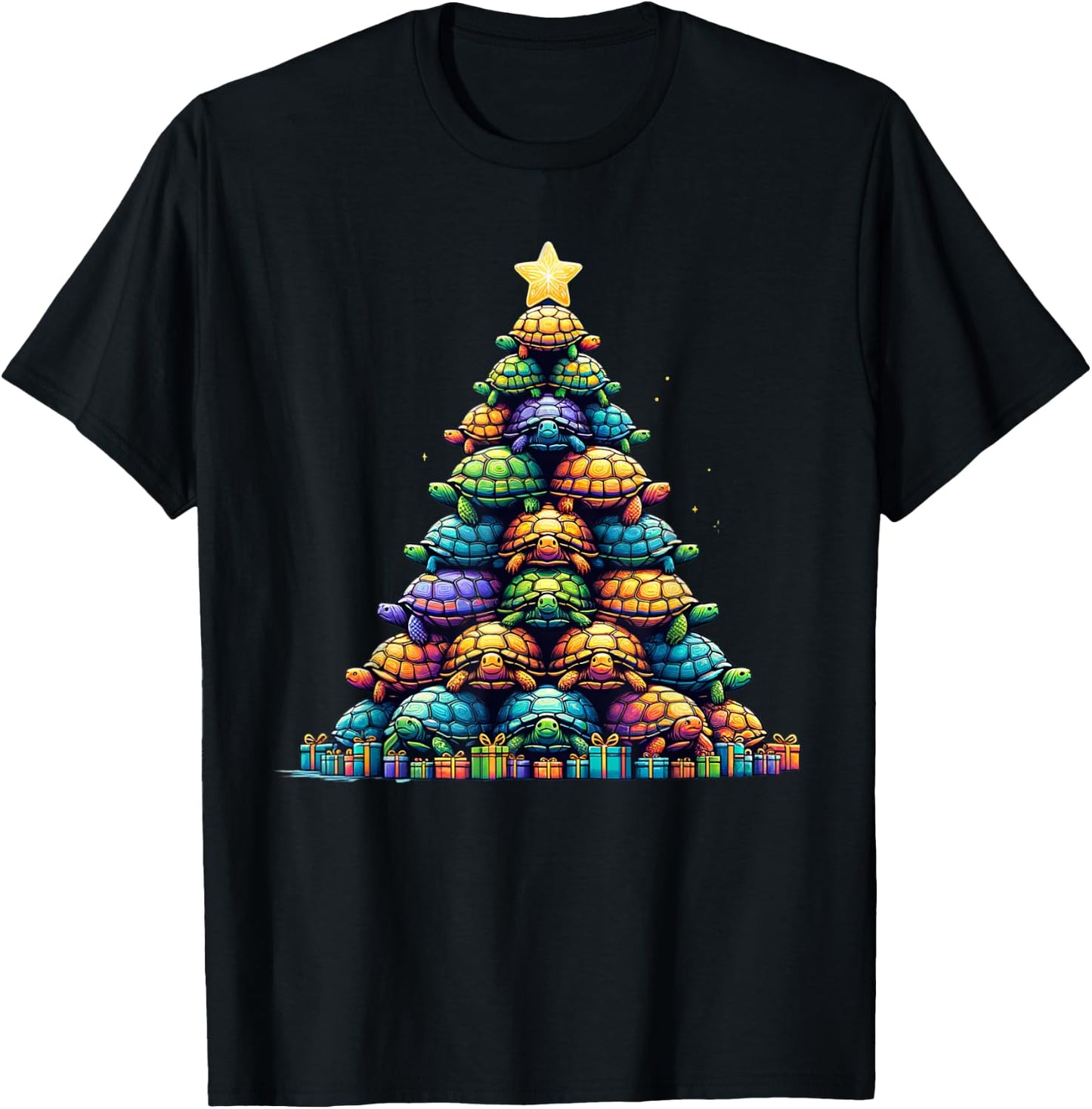 Turtle Tree Christmas Tree Adorable Turtle Christmas Tree T-Shirt - T-Shirt | Black