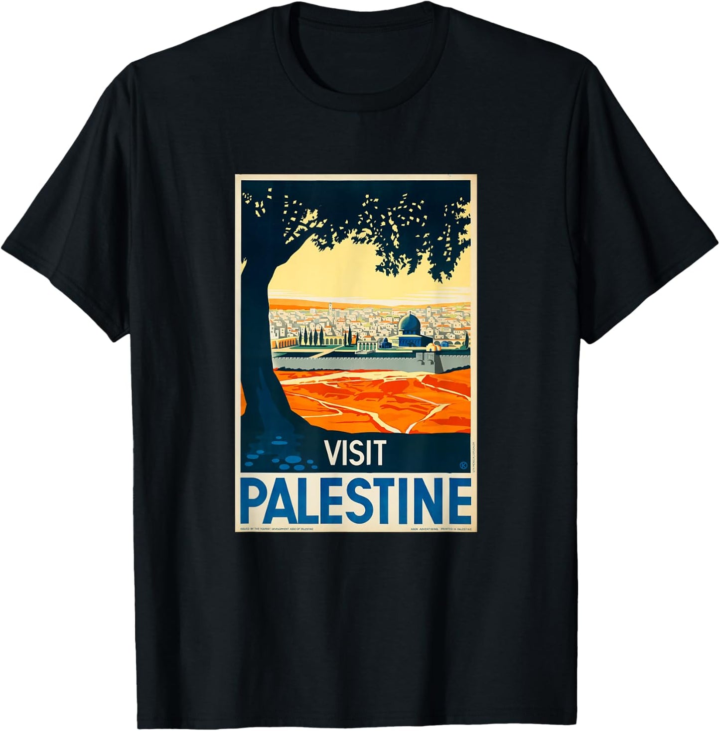 Visit Palestine Vintage Middle East Poster T-Shirt - T-Shirt | Black