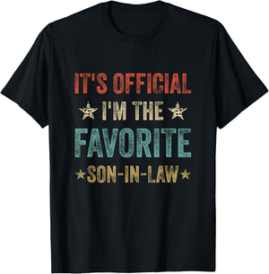 It's Official I'm The Favorite Son-In-Law Funny T-Shirt - T-Shirt | Black