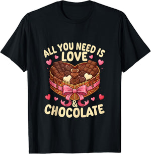 Love and Chocolate Sweets Lover Chocolate Valentines Day T-Shirt - T-Shirt | Black