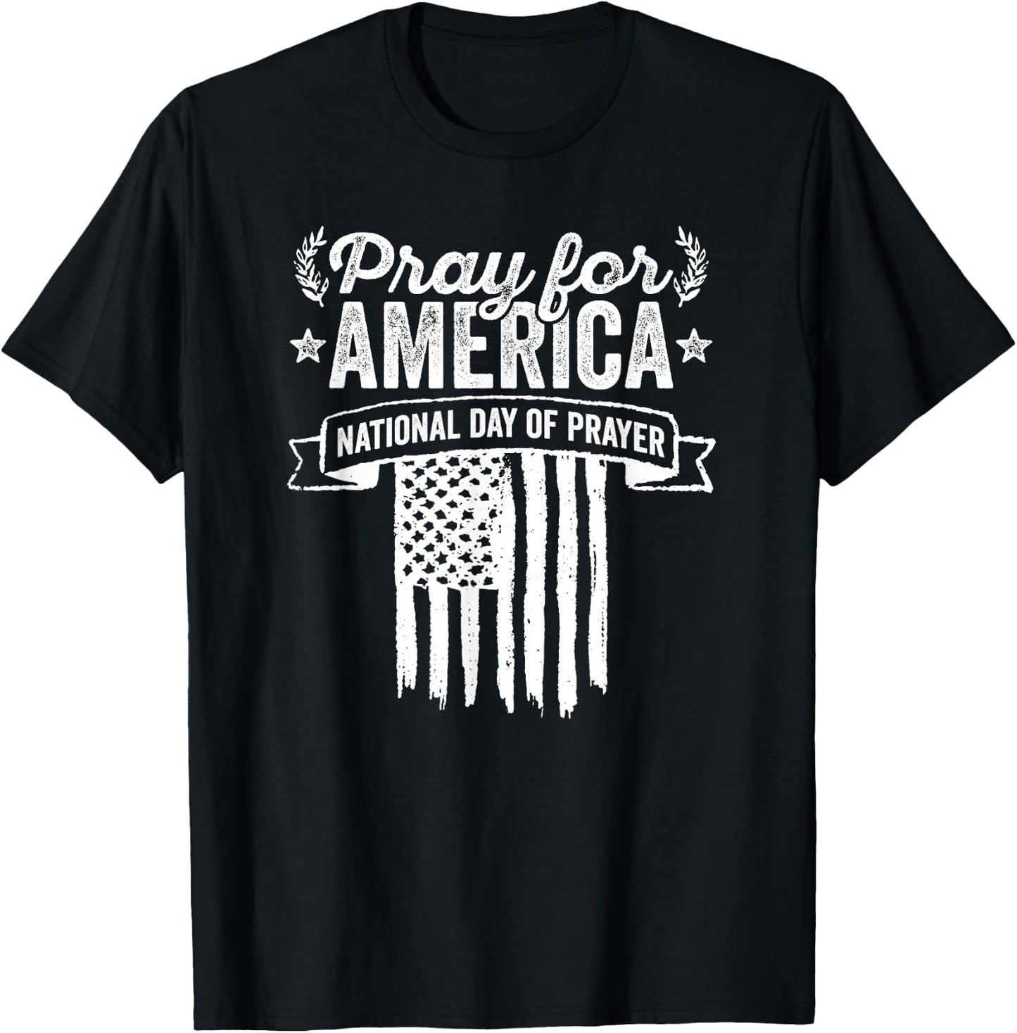 National Day Of Prayer Christian American Flag T-Shirt - T-Shirt | Black