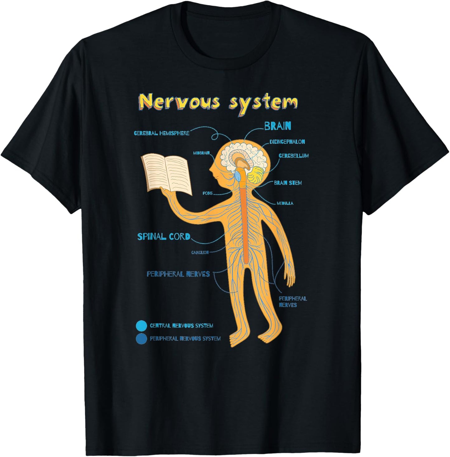 Human Nervous System - Cute Anatomy T-Shirt - T-Shirt | Black