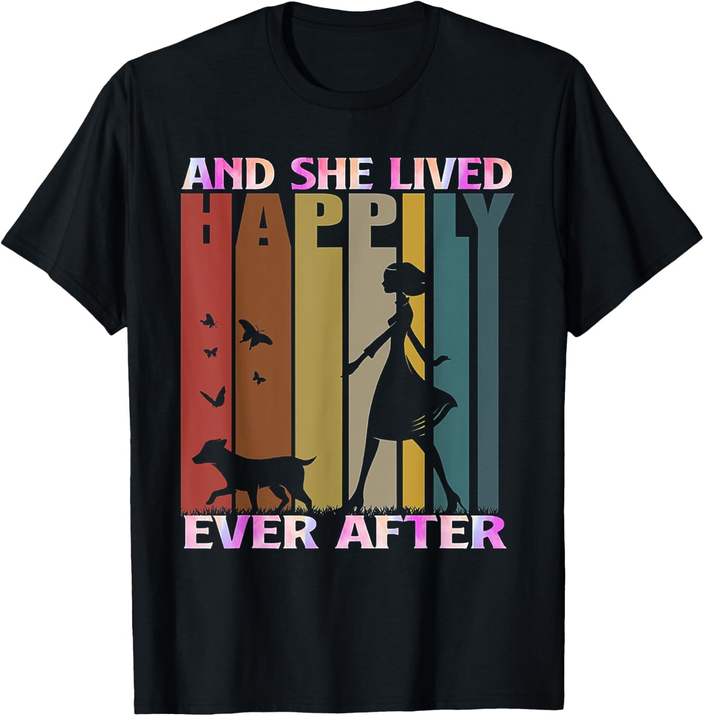 And She Lived Happily Ever After Vintage Dog Lover Gift Women T-Shirt - T-Shirt | Black