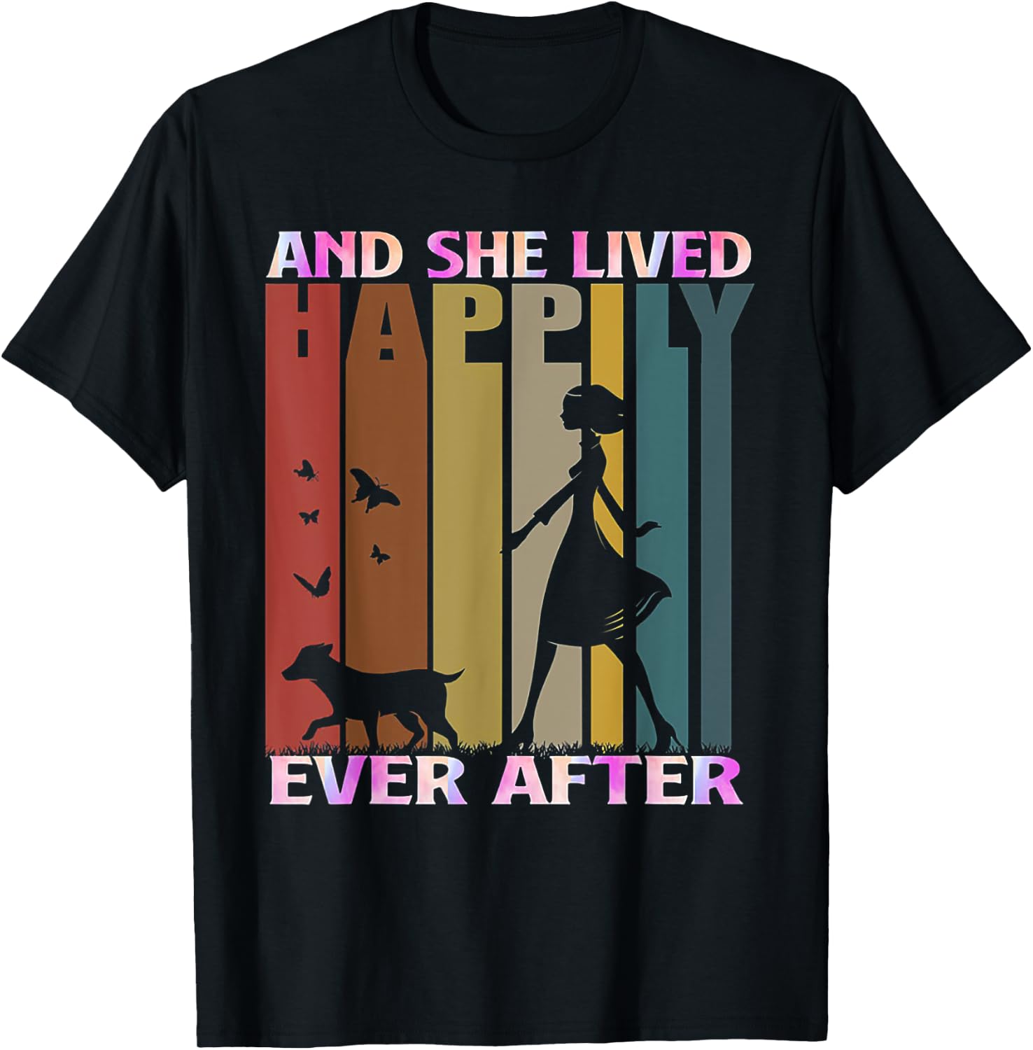 And She Lived Happily Ever After Vintage Dog Lover Gift Women T-Shirt - T-Shirt | Black