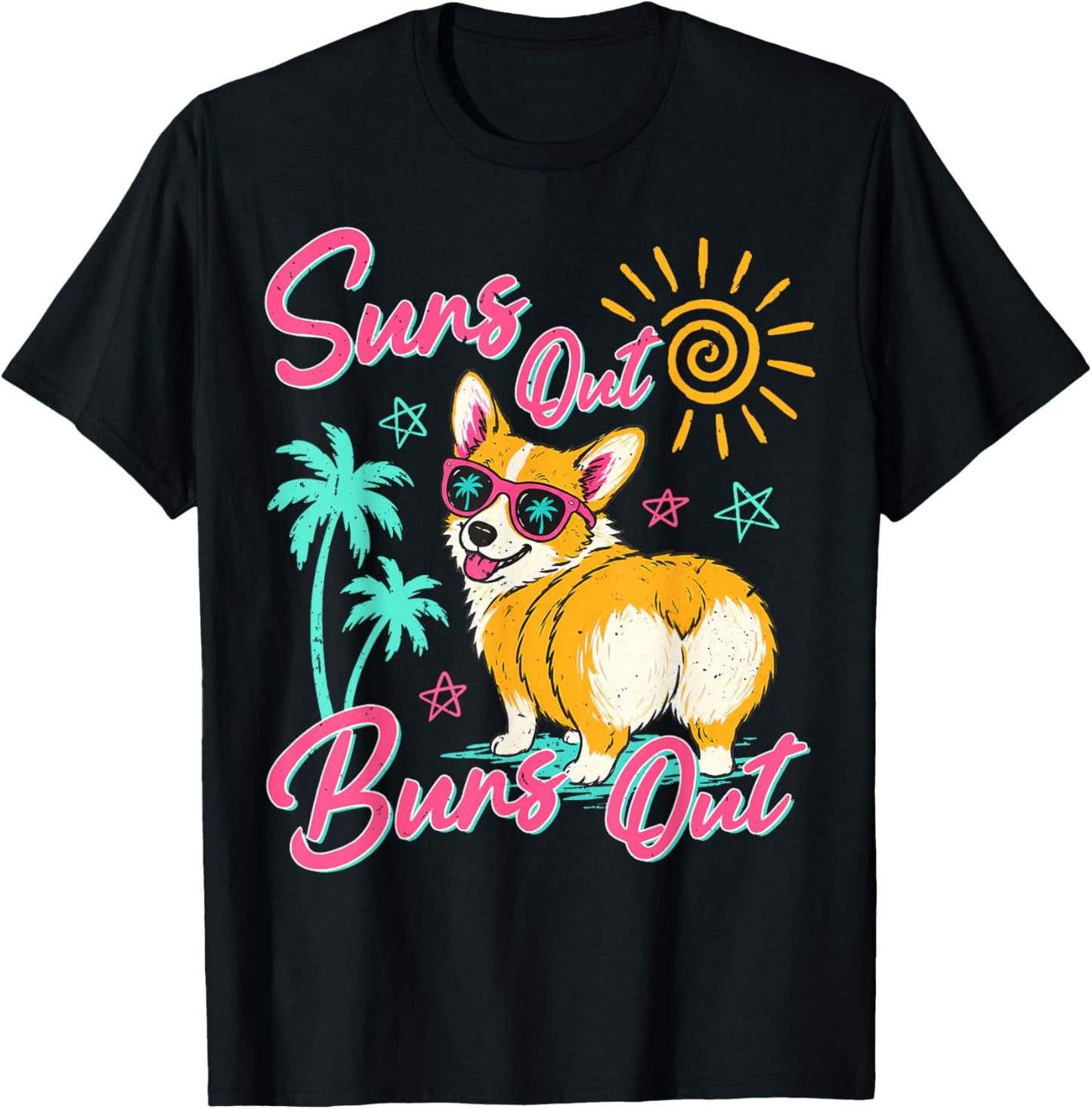 Suns Out Buns Out Funny Beach Vacation Retro Summer T-Shirt - T-Shirt | Black