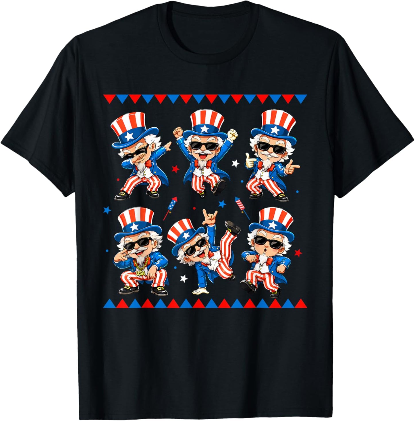 Funny Uncle Sam Dancing Dabbing 4th of July USA Boys Youth T-Shirt - T-Shirt | Black