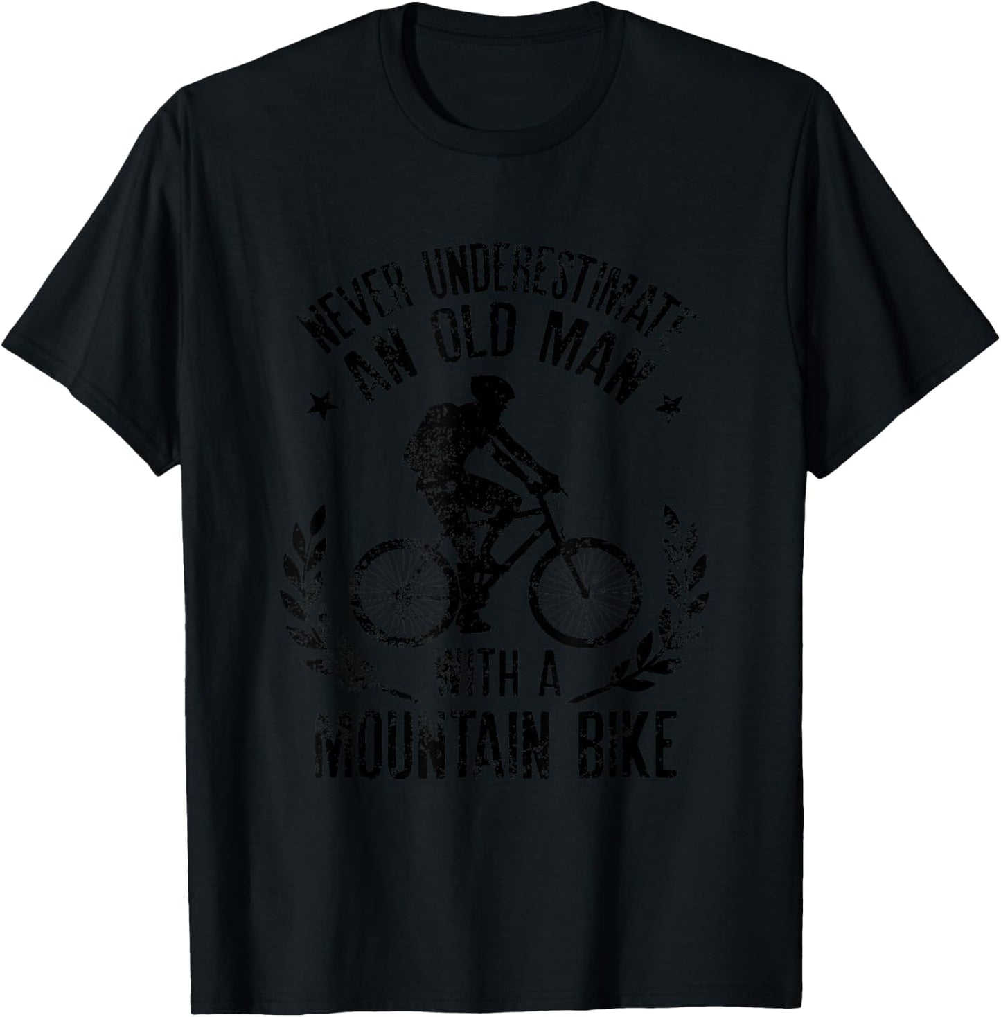 Never Underestimate An Old Man With A Mountain Bike T-Shirt - T-Shirt | Black