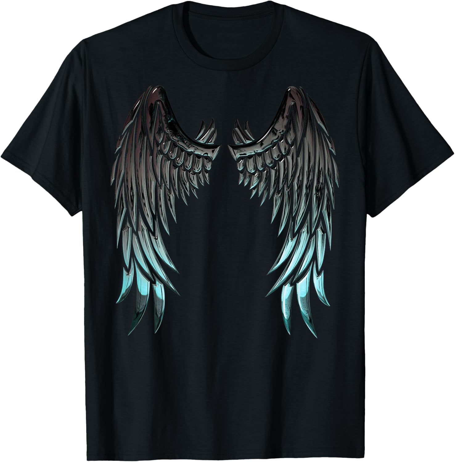 Angel Wings Back Print T-Shirt - T-Shirt | Black