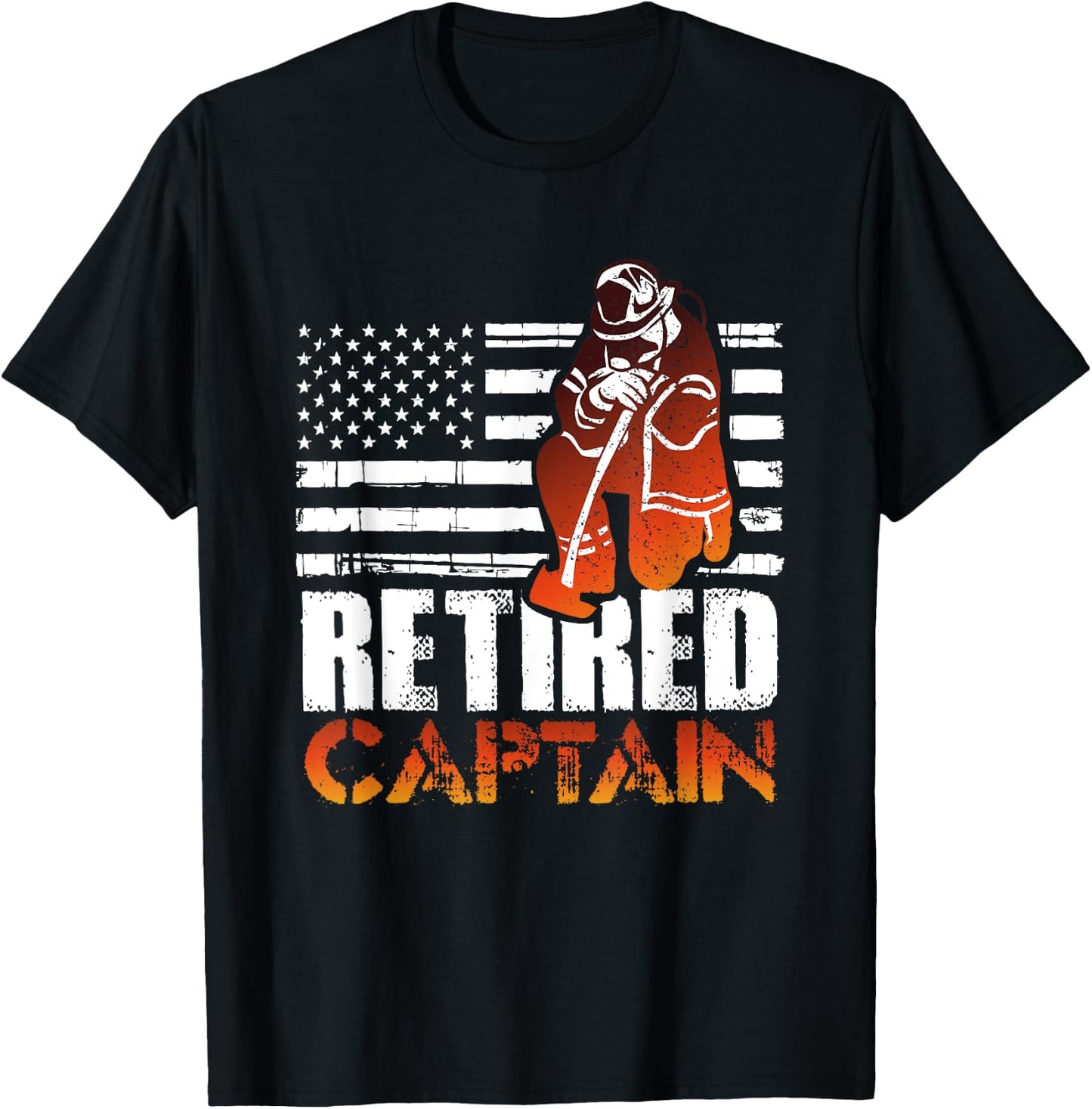 Retired American Firefighter Captain Retirement Gift T-Shirt - T-Shirt | Black