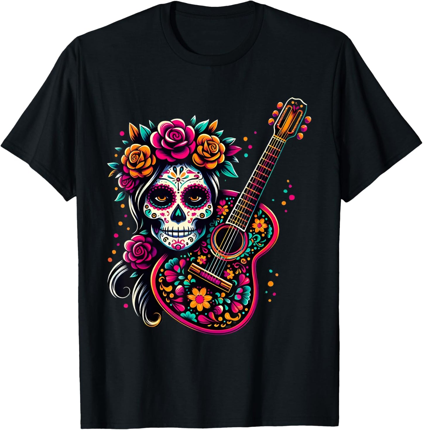 De Los Muertos La Catrina Day of the Dead Sugar Skull Women T-Shirt - T-Shirt | Black