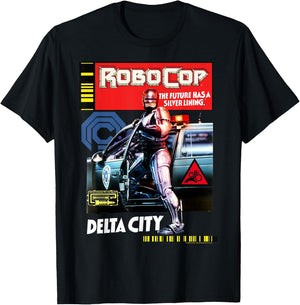 RoboCop Delta City Magazine Cover Poster T-Shirt - T-Shirt | Black