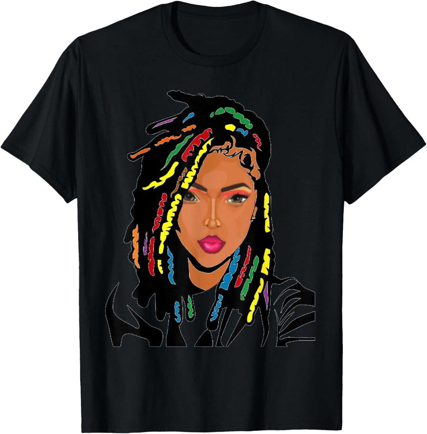 Natural Hair Black Women LOC'd Dreadloc Beauty Design 2 T-Shirt - T-Shirt | Black