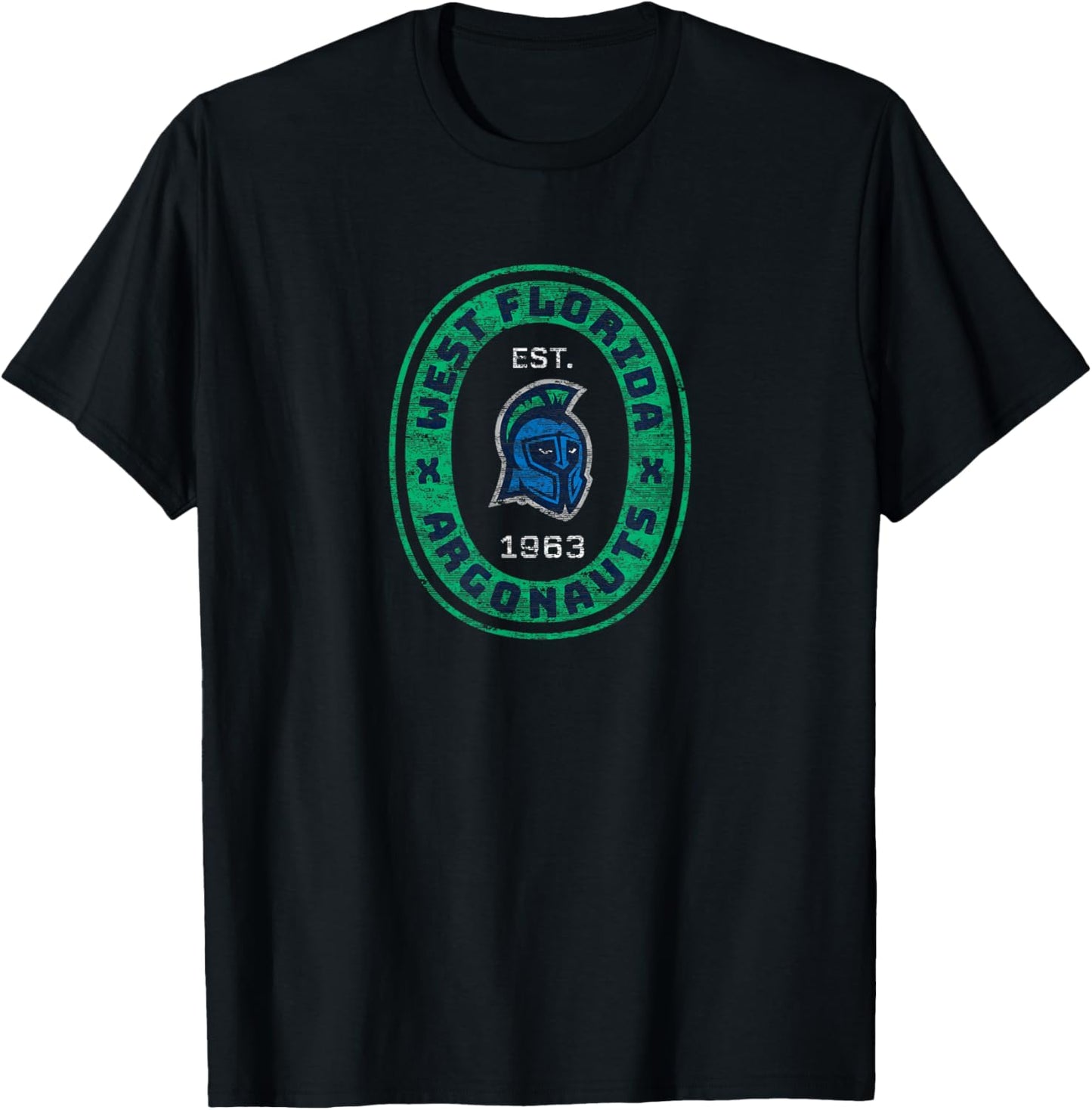 University of West Florida UWF Argonauts Retro Crest Seal T-Shirt - T-Shirt | Black