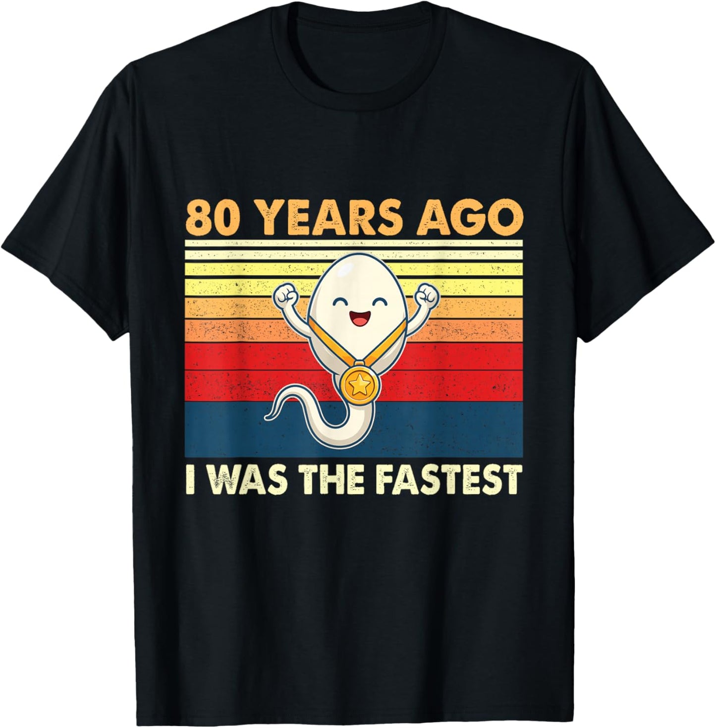 80th Birthday 80 Years Ago I was The Fastest Bday T-Shirt - T-Shirt | Black