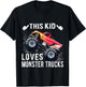 Kids This Kid Loves Monster Trucks Boys and Girls Gift T-Shirt - T-Shirt | Black