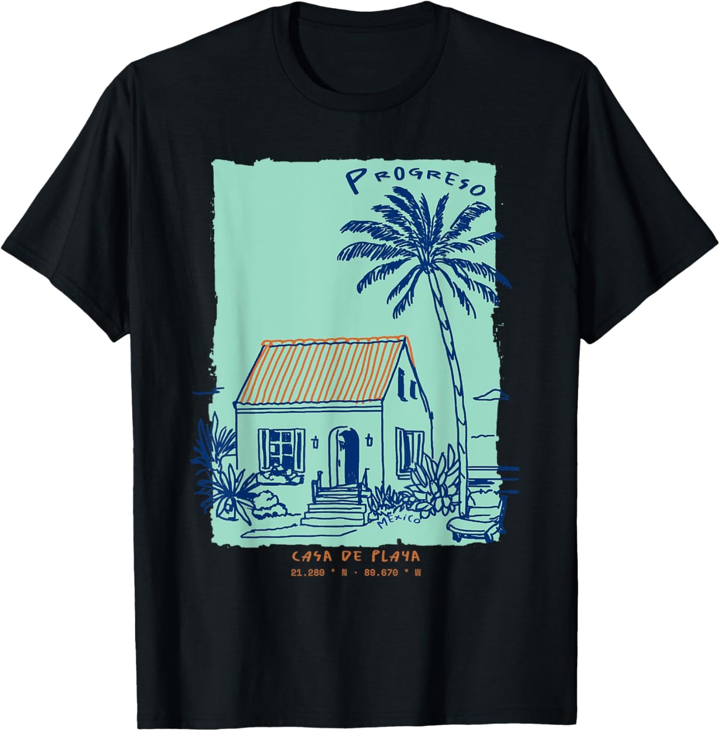 Progreso Mexico Souvenir Yucatan Cruise Port Vintage Art T-Shirt - T-Shirt | Black