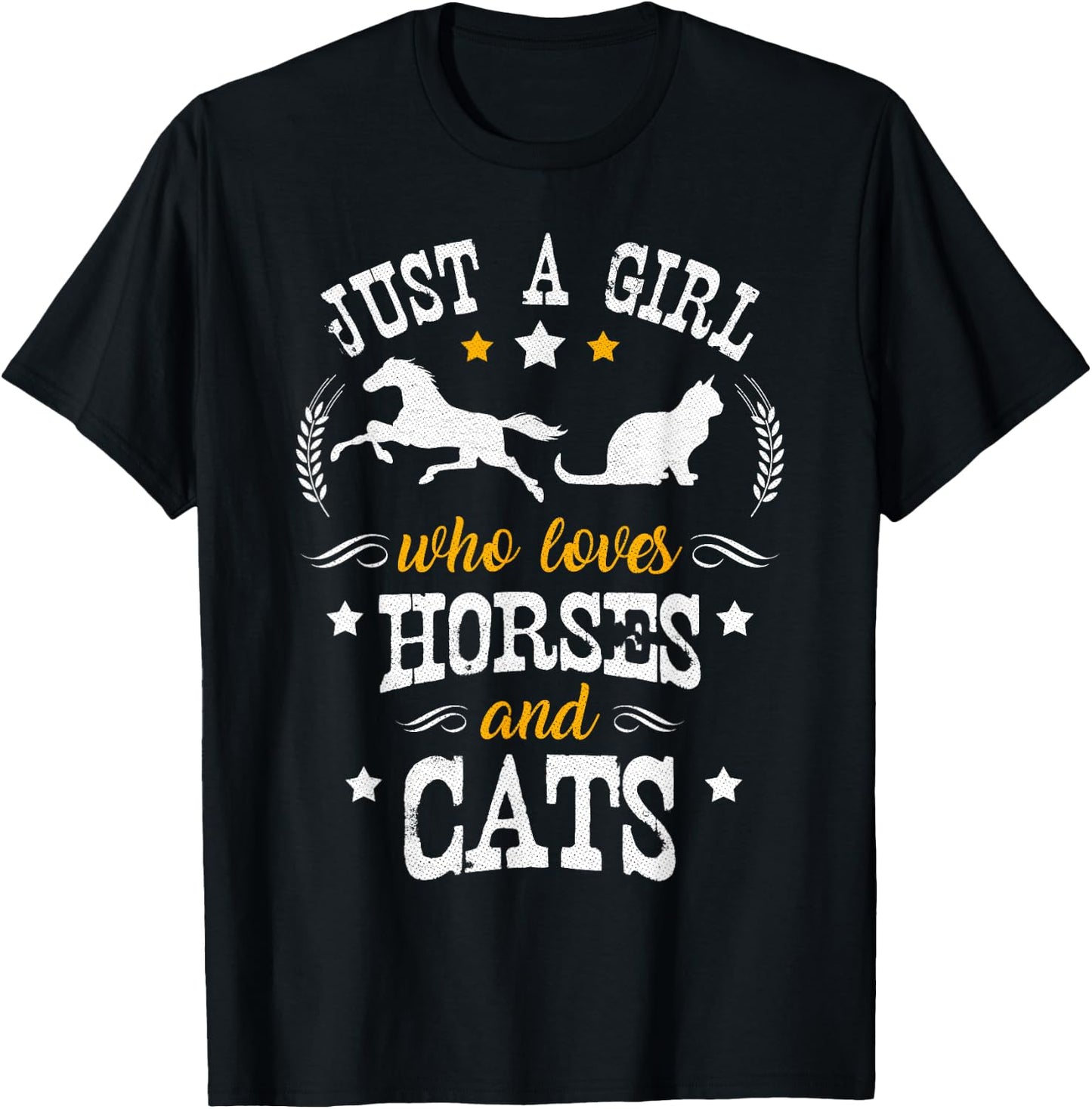 Horse Lover - Just A Girl Who Loves Horses & Cats T-Shirt - T-Shirt | Black