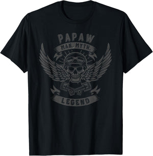 Biker Papaw Man Myth Legend Motorcycle T-Shirt - T-Shirt | Black