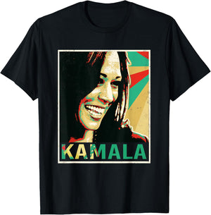 Madam President 2024 Kamala Harris Laughing Portrait T-Shirt - T-Shirt | Black