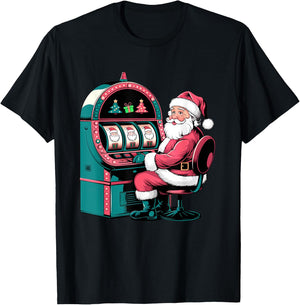 Santa Claus Slot Machine Christmas Slots T-Shirt - T-Shirt | Black