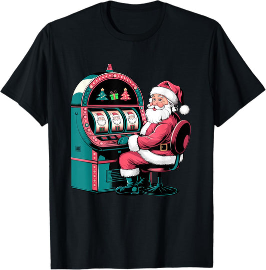 Santa Claus Slot Machine Christmas Slots T-Shirt - T-Shirt | Black