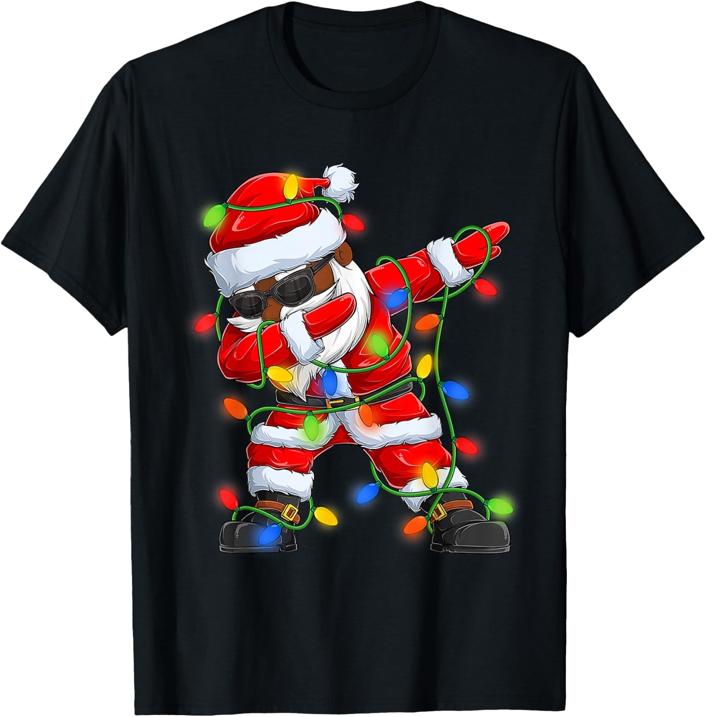 Dabbing Santa Black African American Boys Men Christmas 2025 T-Shirt - T-Shirt | Black