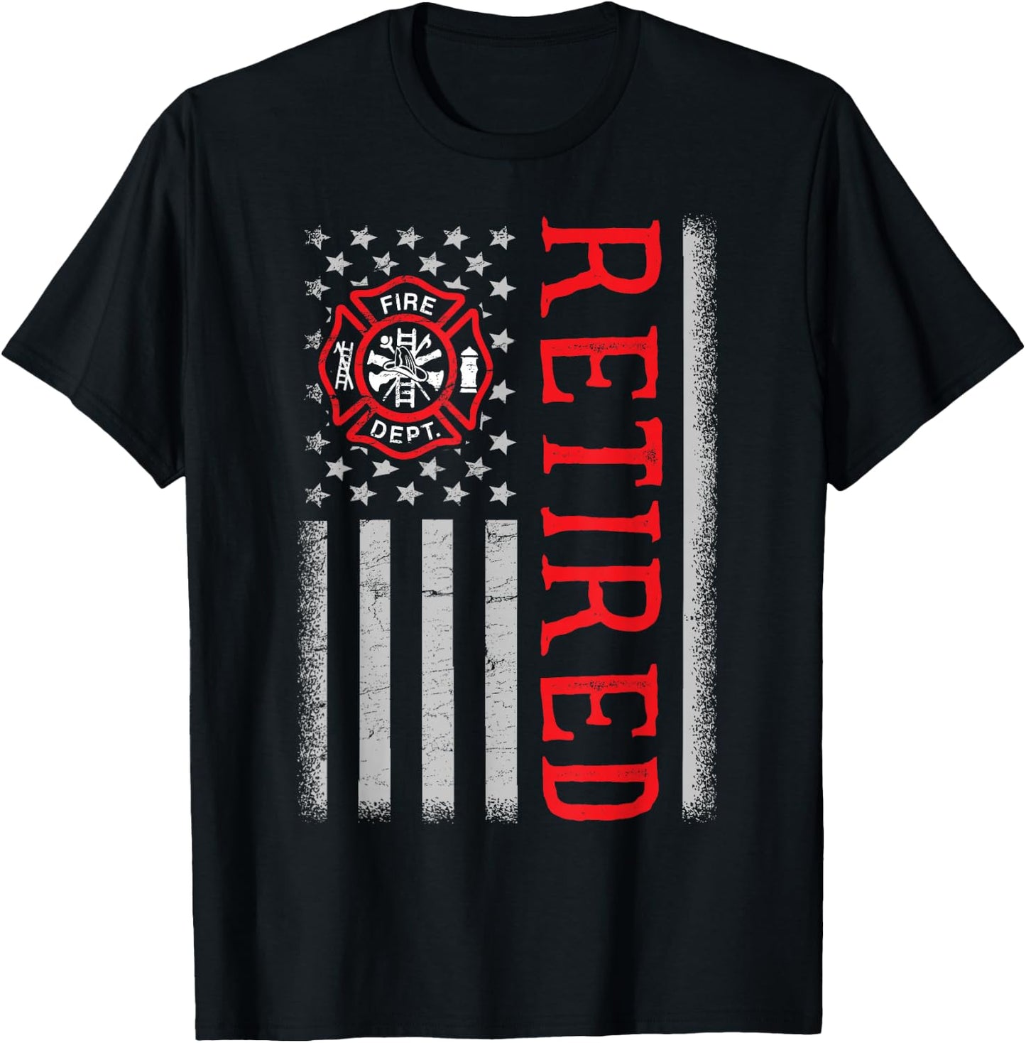 Thin Red Line Firefighter American Flag Retired T-Shirt - T-Shirt | Black